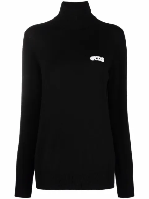 GCDS embroidered logo roll neck jumper