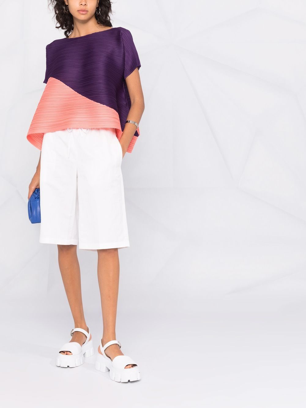 фото Pleats please issey miyake плиссированный топ sunset с короткими рукавами