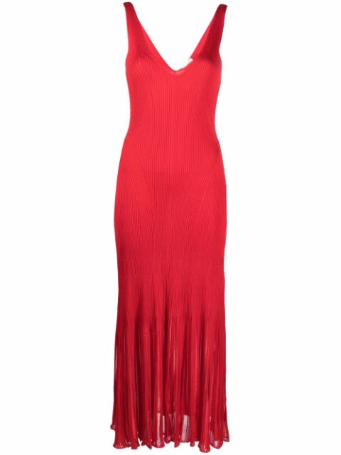 Alexander McQueen V-neck knitted midi dress Women