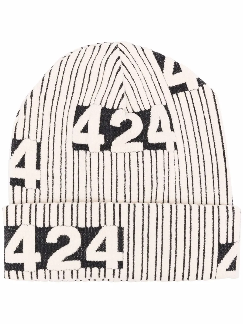 

424 striped logo-print beanie - Neutrals