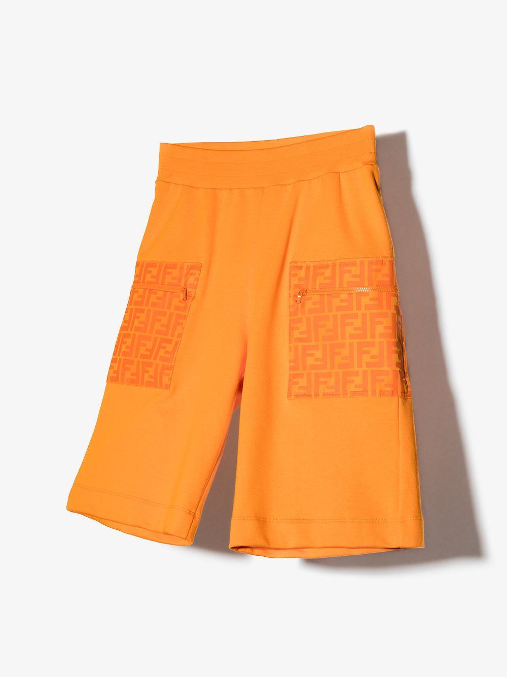 Shop Fendi Ff Logo Bermuda Shorts In Orange