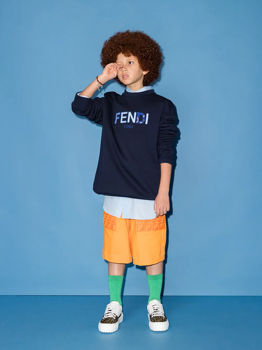 Fendi Kids Shorts met logo Oranje