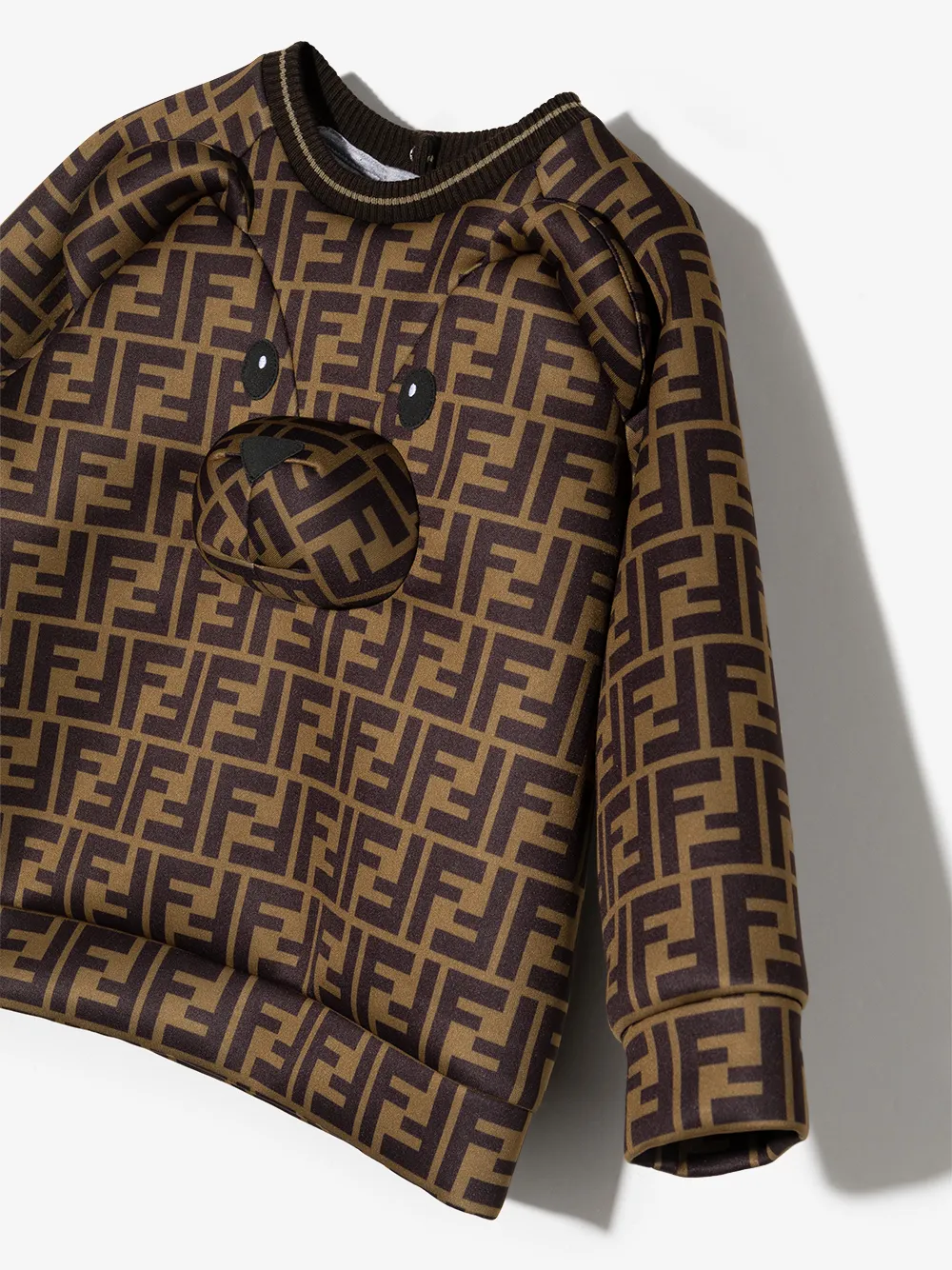 Fendi Kids Sweater met teddybeerprint Bruin