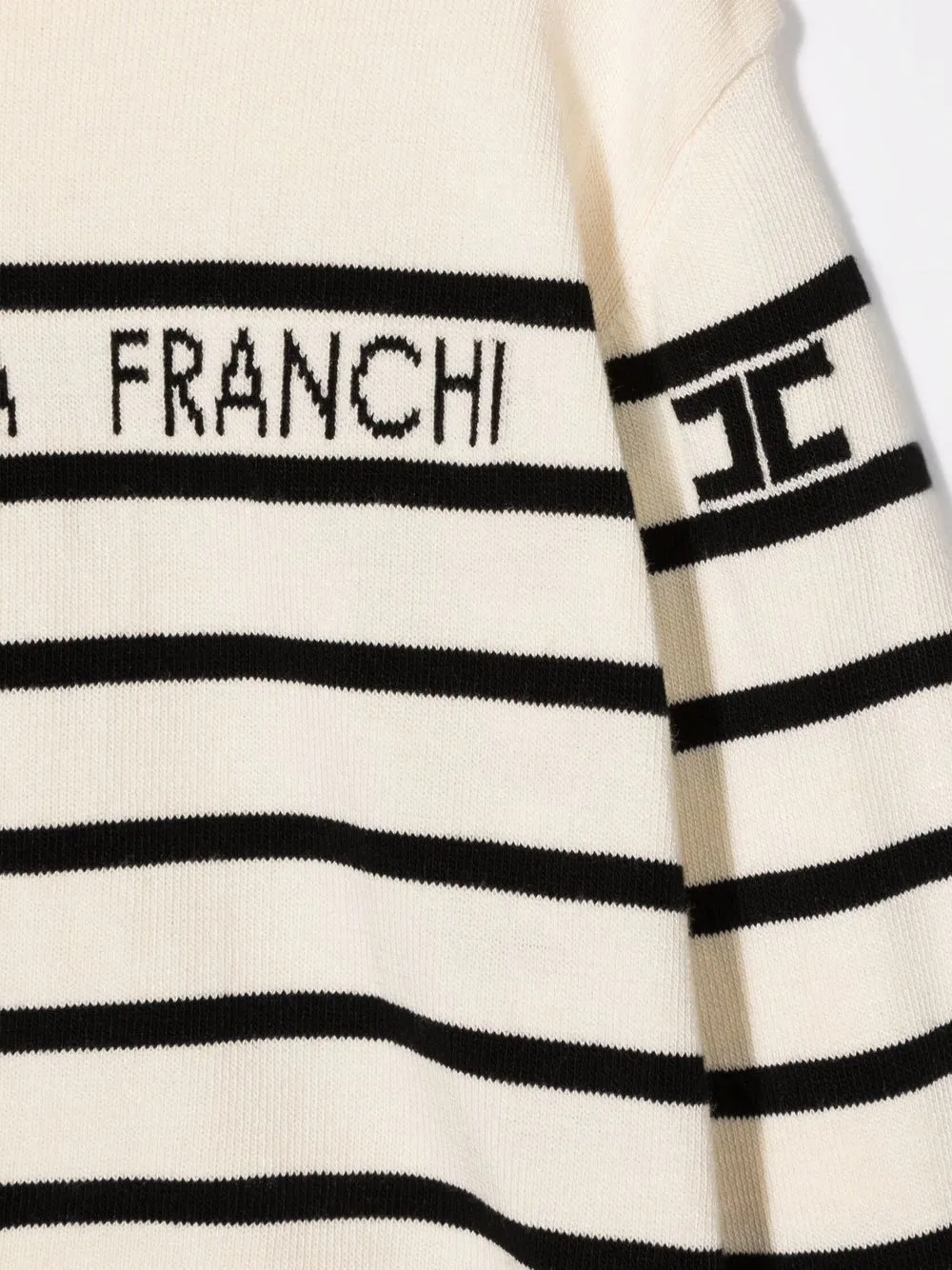 Elisabetta Franchi La Mia Bambina Trui met gestreept logo Beige