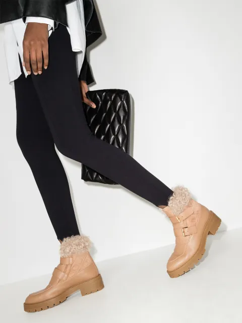 Aquazzura Ryan faux-fur buckle-strap boots RYNFLAB0NDKBIS - 2