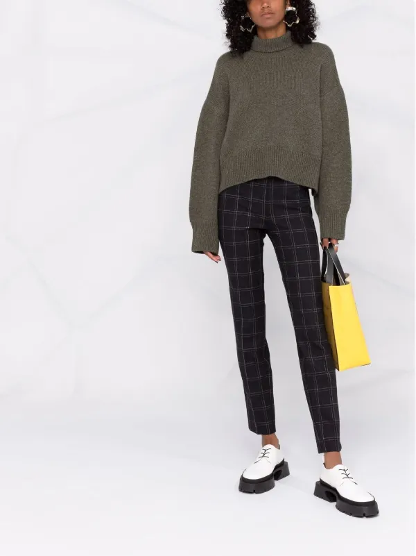 Exterior high-waisted checked trousers 