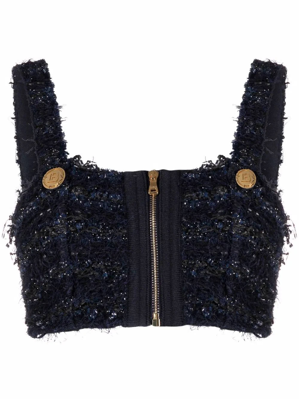 

Balmain top de tweed corto - Azul