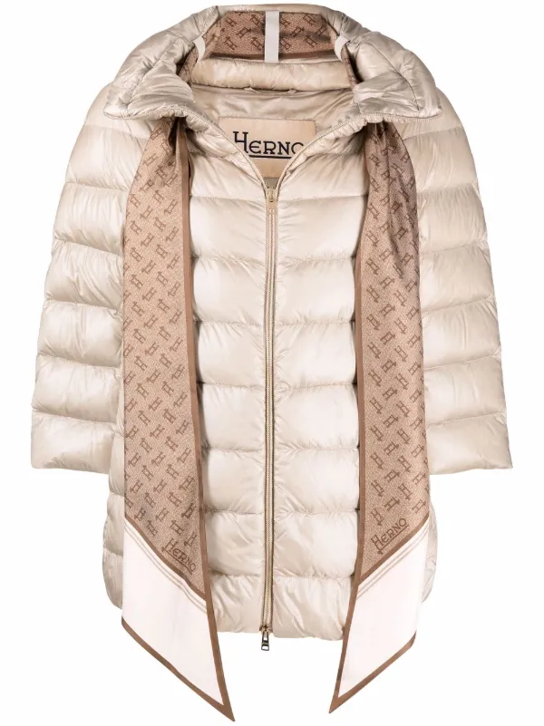 puffer jacket with scarf