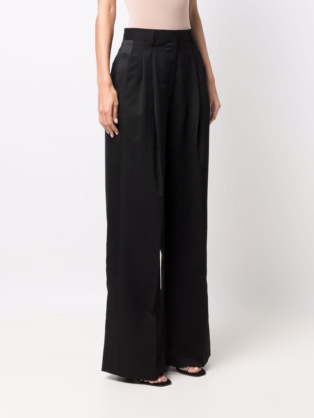 Shop Les Hommes High-waisted Wide-leg Trousers In Black