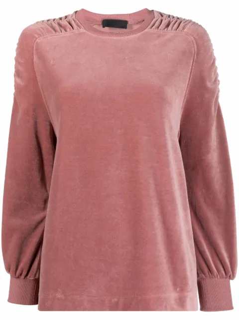 Alberta Ferretti chenille gathered-trim sweatshirt