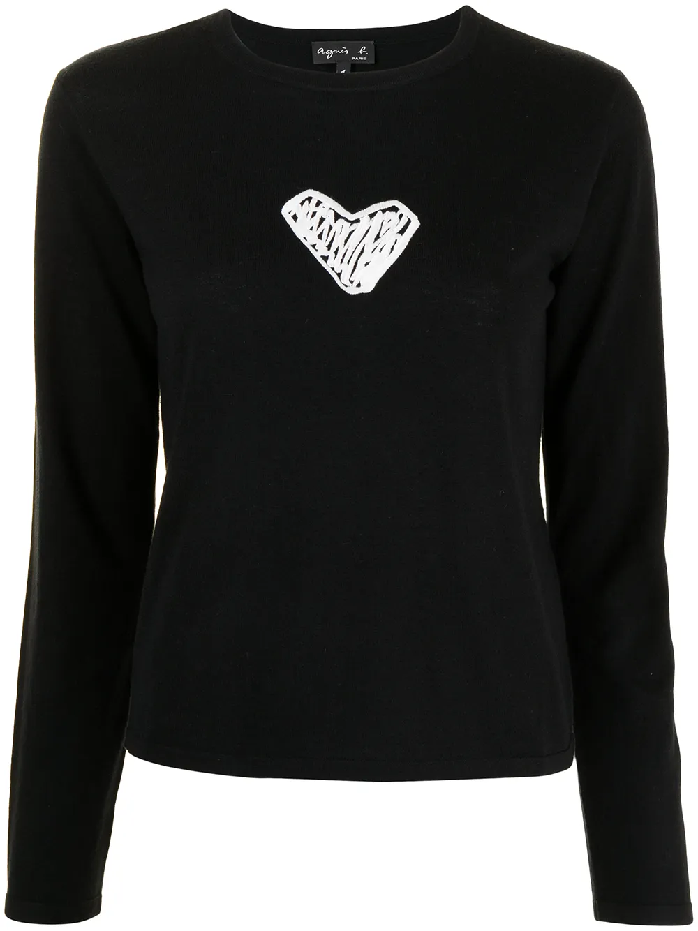 

agnès b. patch-detail crew neck jumper - Black