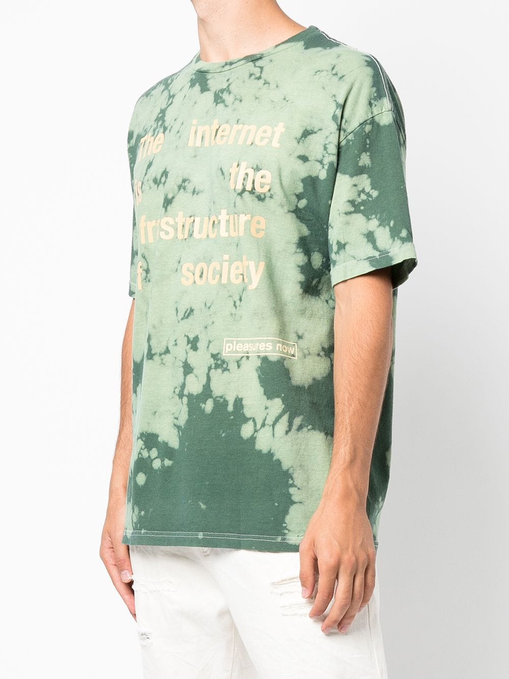 Shop Pleasures Slogan-print Tie-dye T-shirt In Grün