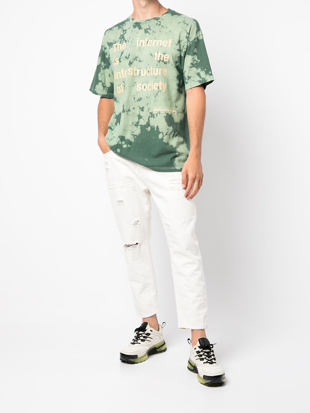 Shop Pleasures Slogan-print Tie-dye T-shirt In Grün