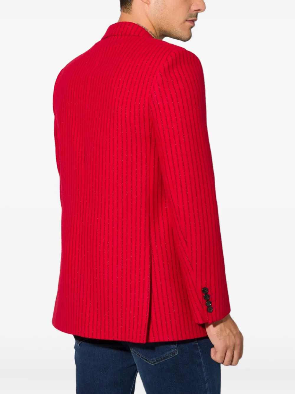 Pinstripe-Pattern Single-Breasted Blazer