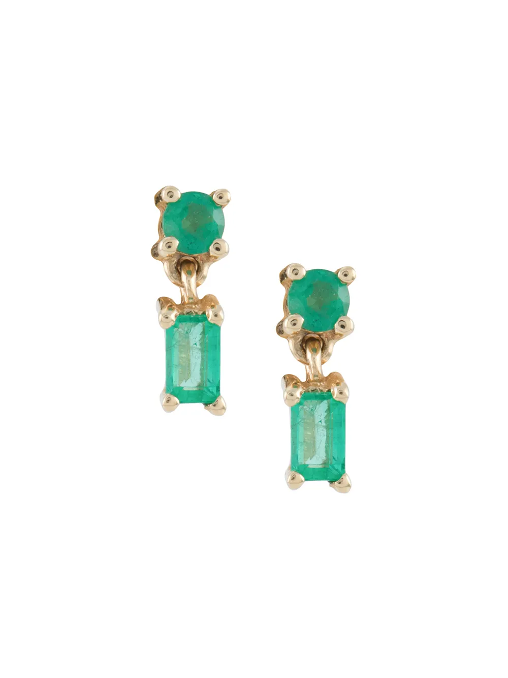 

Borgioni 18kt yellow gold mixed cut emerald drop stud earrings - Green