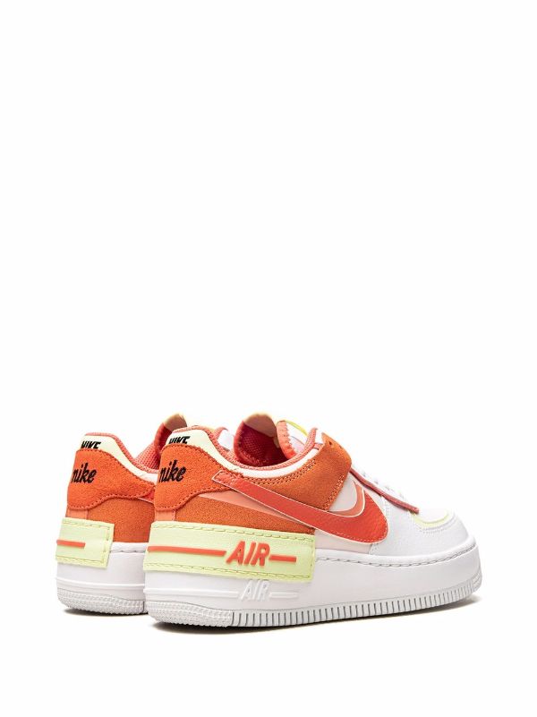 white & orange air force 1 shadow sneakers