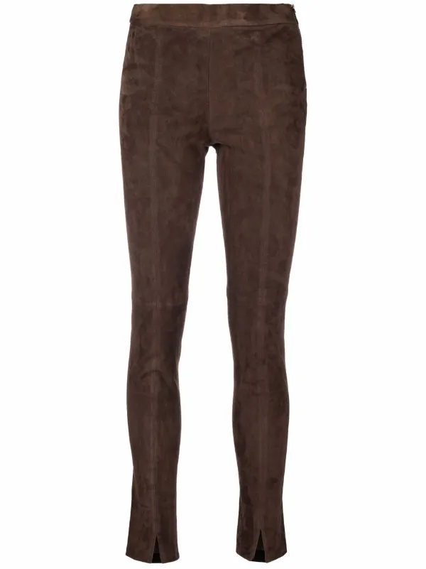 Shop Arma skinny-cut suede trousers 