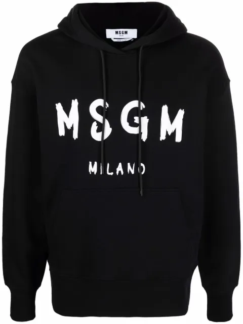 MSGM long-sleeved logo print hoodie