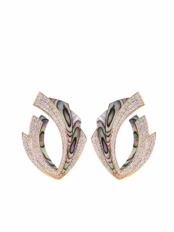 Ananya 18kt Yellow Gold Mogra Blossom Diamond and Shell Earrings