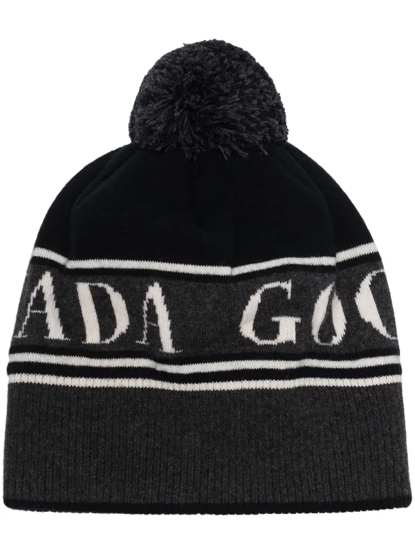 Canada Goose Pom Striped Logo Beanie 