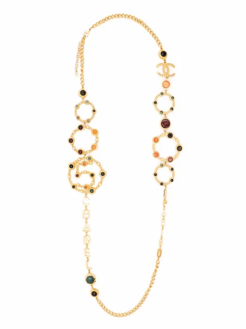 CHANEL Pre-Owned 2018 gemstone-embellished chain necklace