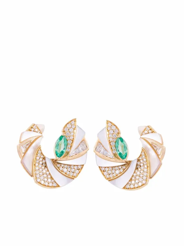 Ananya 18kt Yellow Gold Miniature Mogra Multi-stone Earrings