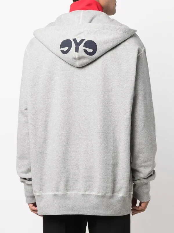 Junya Watanabe MAN Logo Drawstring Hoodie | Grey | FARFETCH GE