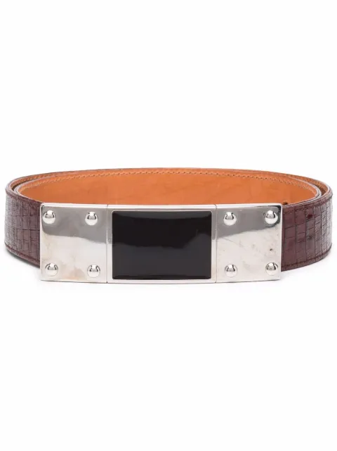 Gianfranco Ferré Pre-Owned 1990s elongated flat buckle crocodile effect belt