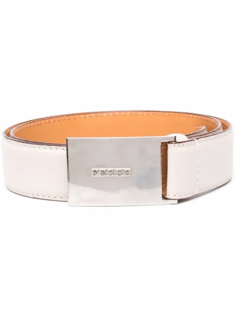 Gianfranco Ferré Pre-Owned 1900s engraved logo plaque leather belt