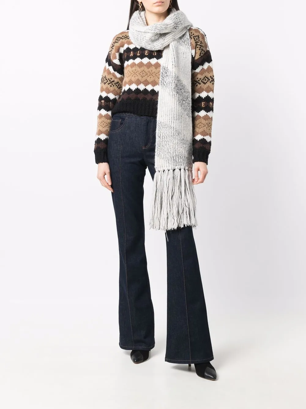 Farfetch Accessori Sciarpe Sciarpa con frange Grigio 