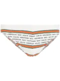 Amir Slama striped slogan-print swimming trunks - White