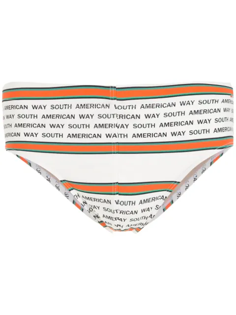 Amir Slama striped slogan-print swimming trunks 