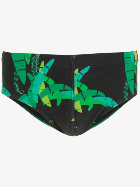 Amir Slama leaf-print swimming trunks