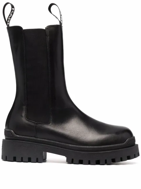Karl Lagerfeld chunky leather logo Chelsea boots