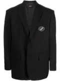 We11done oversized suit logo-patch blazer - Black