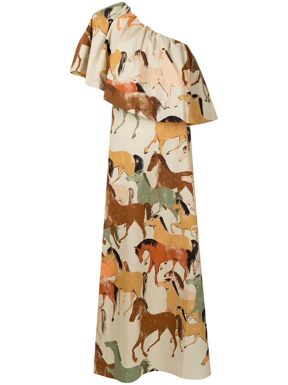 фото Johanna ortiz horse-print one-shoulder dress