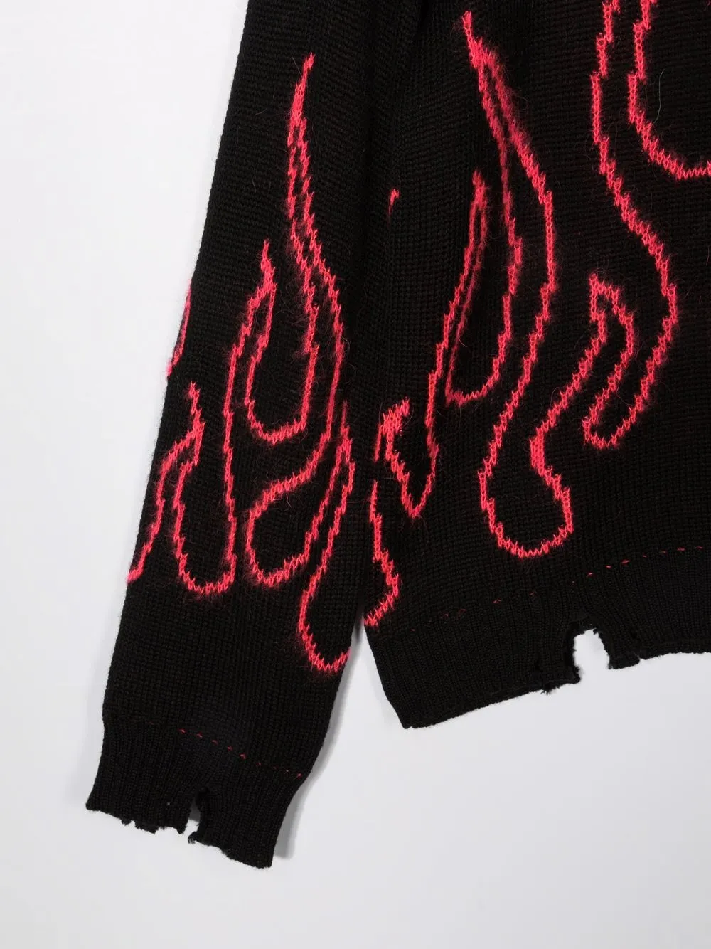  Vision Of Super Kids Teen Distressed Pullover Mit Flammen   Schwarz 