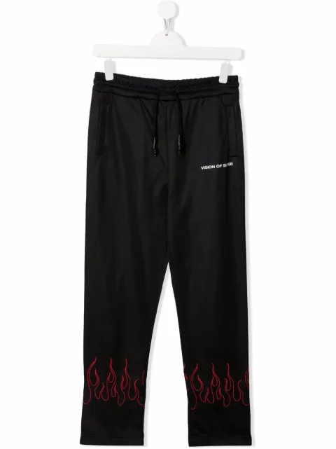 Vision Of Super Kids TEEN flame-trim straight joggers