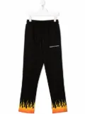 Vision Of Super Kids flame-print straight joggers - Black
