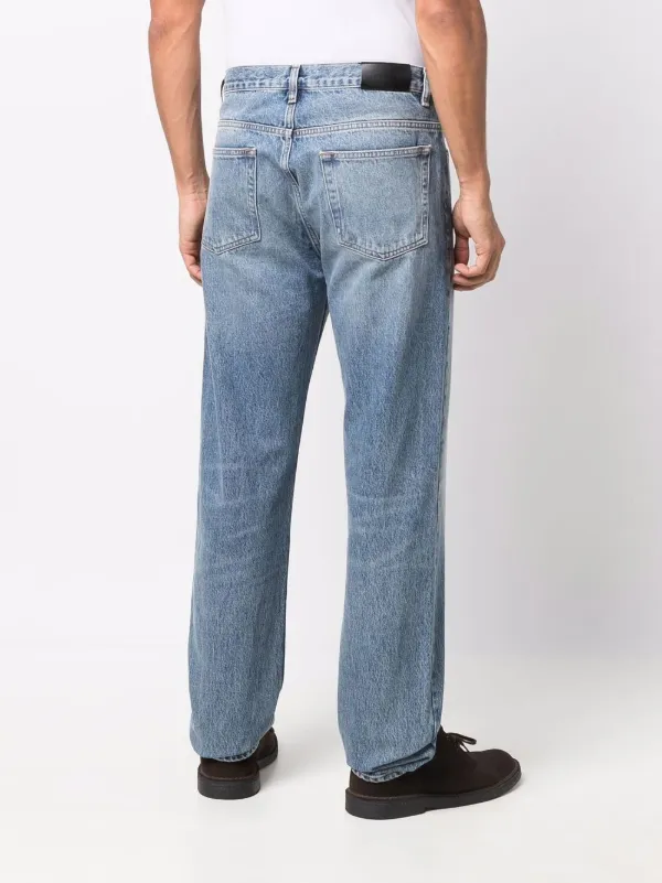 Farfetch Abbigliamento Pantaloni e jeans Jeans Jeans straight Jeans dritti con effetto schiarito Blu