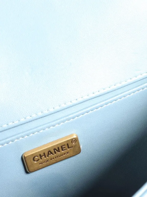 CHANEL Boy Flap Calf Leather Crossbody Bag Blue