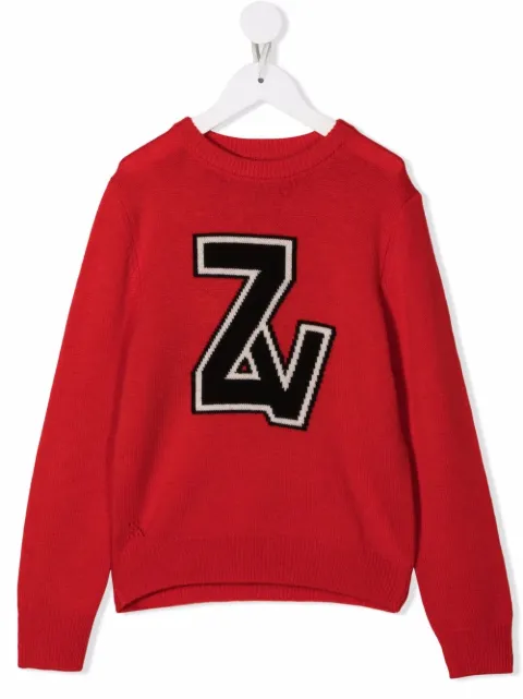 Zadig & Voltaire Kids logo-appliqué knit jumper