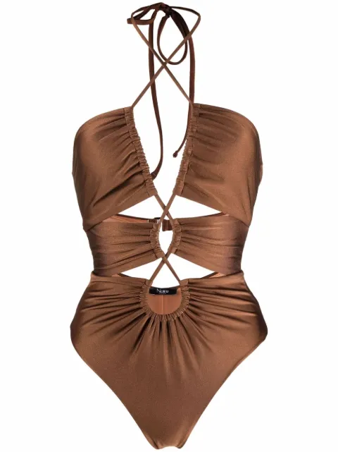 Noire Swimwear gathered cut-out swimsuit 