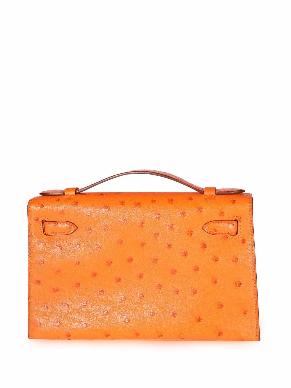 Hermes Mini Kelly Pochette Clutch Tangerine Ostrich Exotic Gold Hardware  Orange