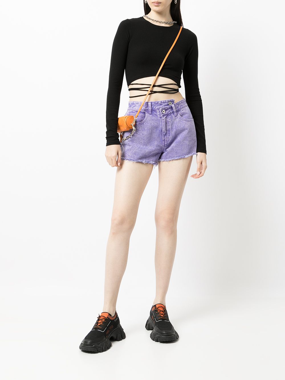 Shop Ground Zero Washed Denim Shorts In Violett