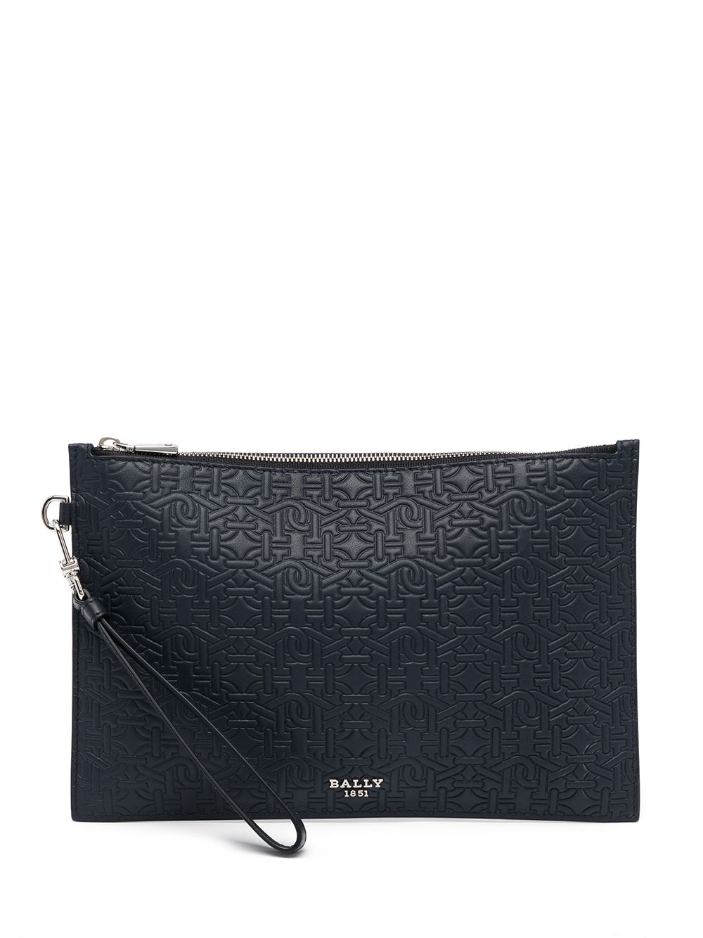 

Bally embossed-logo leather clutch bag - Blue