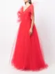 Carolina Herrera V-neck tulle-overlay dress