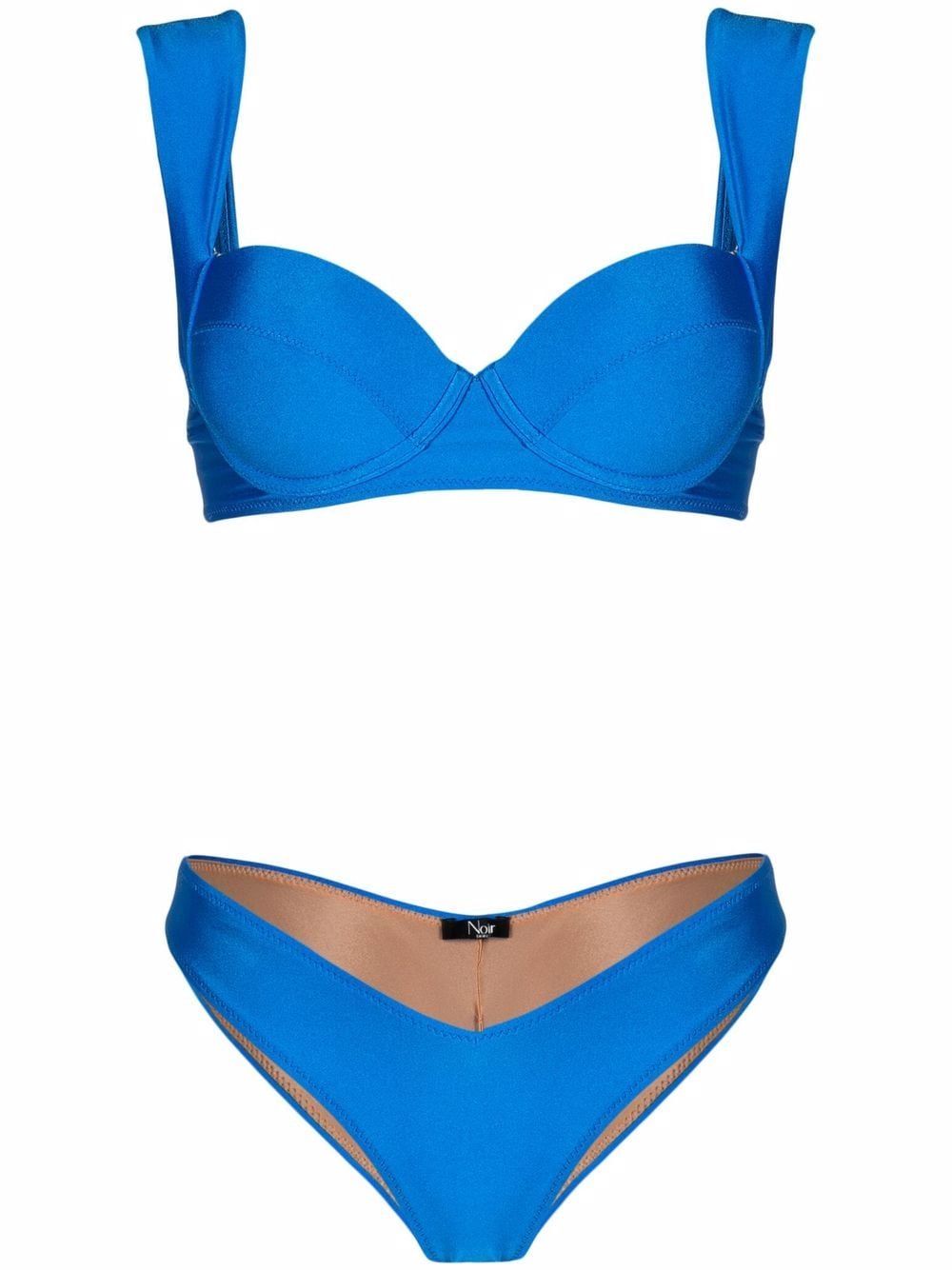 noire swimwear bikini à effet de brillance - bleu
