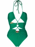 Noire Swimwear gathered cut-out swimsuit - Green