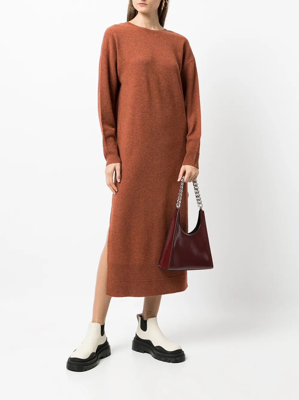 REMAIN V-back wool midi dress Оранжевый RM777 17290715